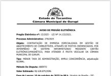 Aviso de pregão eletrônico