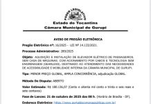 Aviso de pregão eletrônico